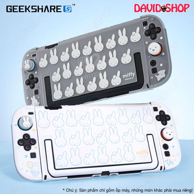 Ốp lưng & Bọc case Joy-Con (GeekShare x Mercis BV) chủ đề Hello Miffy (Trắng Đen) - Nintendo Switch 2