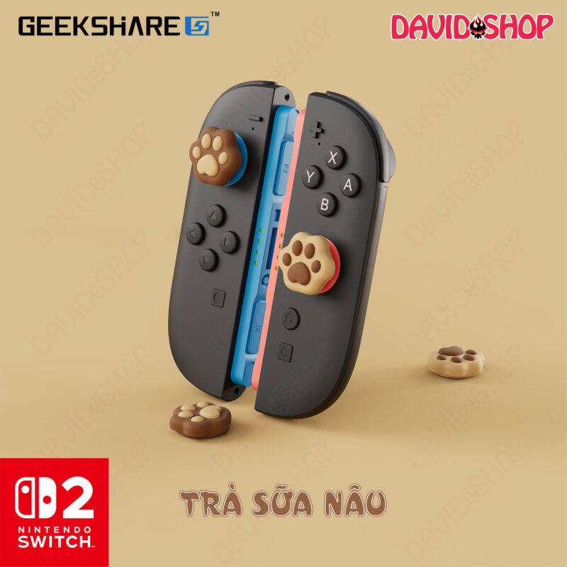 Núm bọc analog Viền Chân Mèo (Trà Sữa Nâu) cao cấp, chính hãng GeekShare cho Joy-Con - Nintendo Switch 2