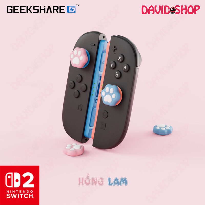 Núm bọc analog Viền Chân Mèo (Hồng Lam) cao cấp, chính hãng GeekShare cho Joy-Con - Nintendo Switch 2