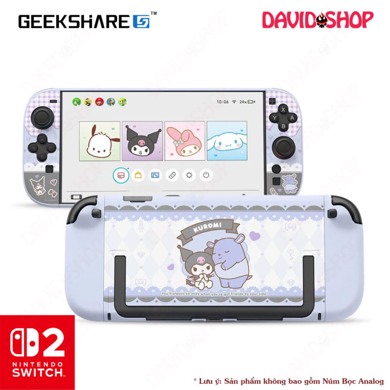 Ốp lưng + bọc case Joy-Con 2 chủ đề Nhân Vật Sanrio chính hãng GeekShare – Nintendo Switch 2 - Kuromi