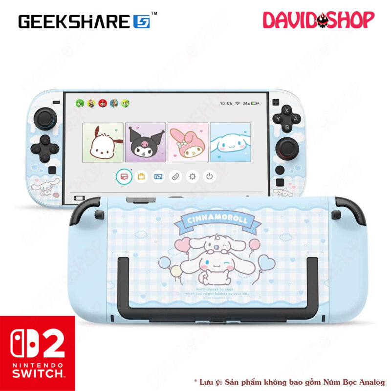 Ốp lưng + bọc case Joy-Con 2 chủ đề Nhân Vật Sanrio chính hãng GeekShare – Nintendo Switch 2 - Cinnamoroll
