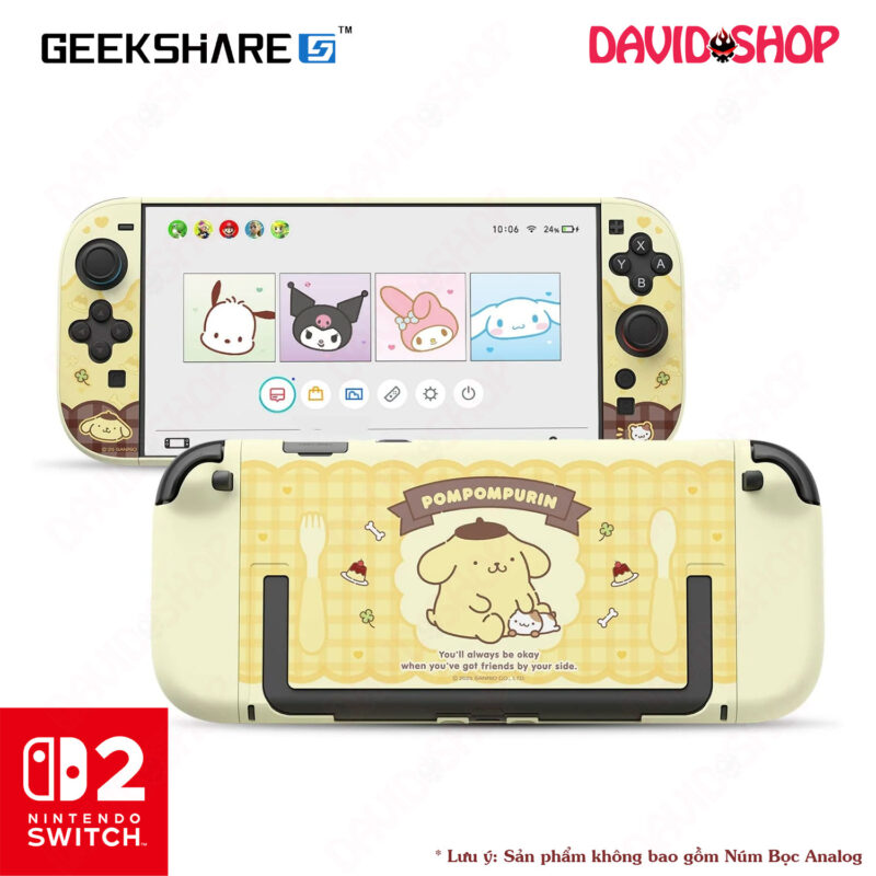 Ốp lưng + bọc case Joy-Con 2 chủ đề Nhân Vật Sanrio chính hãng GeekShare – Nintendo Switch 2 - Pom Pom Purin