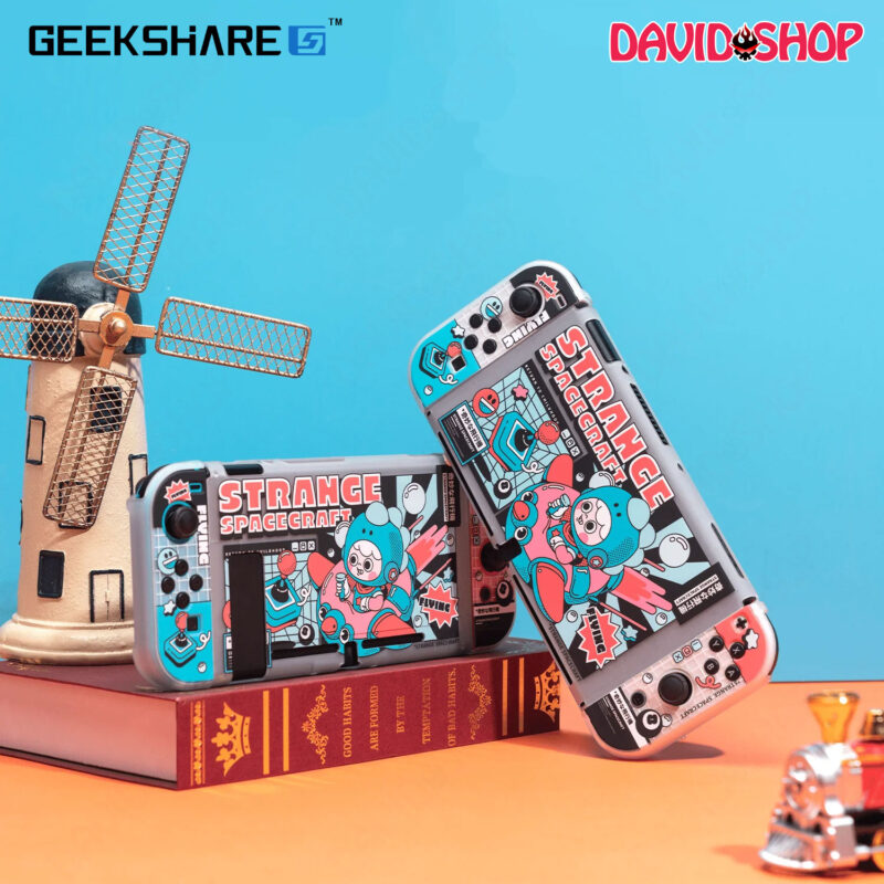 Ốp lưng + case Joy-Con chủ đề Phi Hành Gia Kỳ Lạ cao cấp (GeekShare) - Nintendo Switch OLED, V1, V2