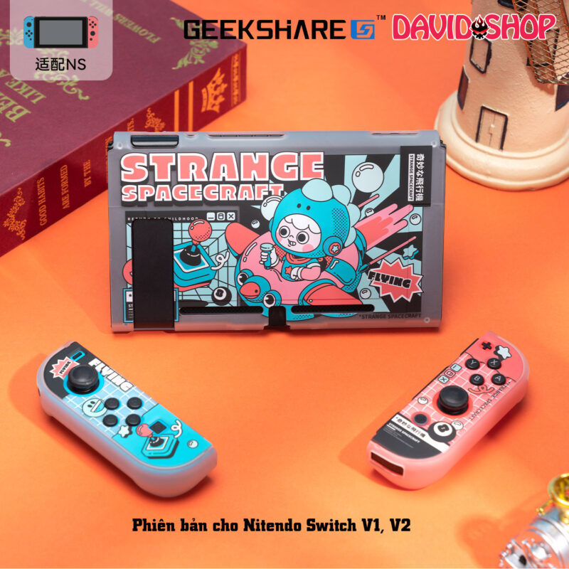 Ốp lưng + case Joy-Con chủ đề Phi Hành Gia Kỳ Lạ cao cấp (GeekShare) - Nintendo Switch V1, V2