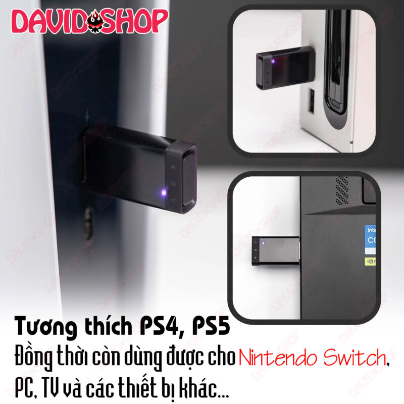 Adapter âm thanh AudioDrive: Bluetooth 5.2 Savage Raven (Skull & Co.) - PS4, PS5, Nintendo Switch, PC và thiết bị khác