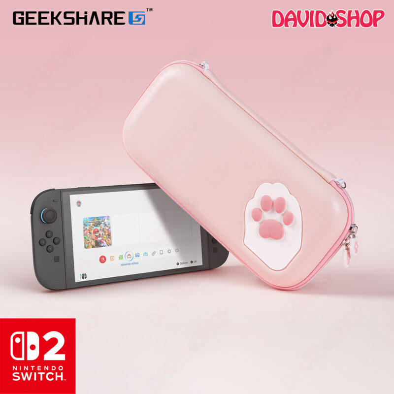 Túi đựng máy Chân Mèo cao cấp siêu cute (GeekShare) – Nintendo Switch 2 - HỒNG