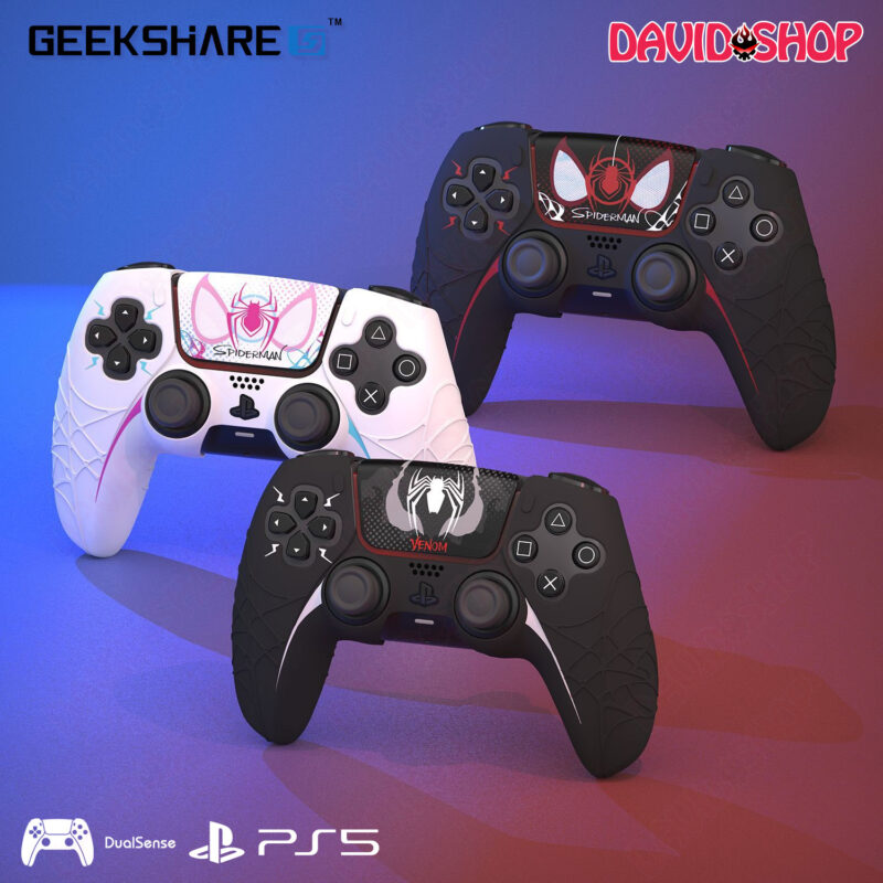 Bọc case silicone & núm bọc analog & skin touchpad Spider-Man (GeekShare) - tay cầm PS5 (DualSense)