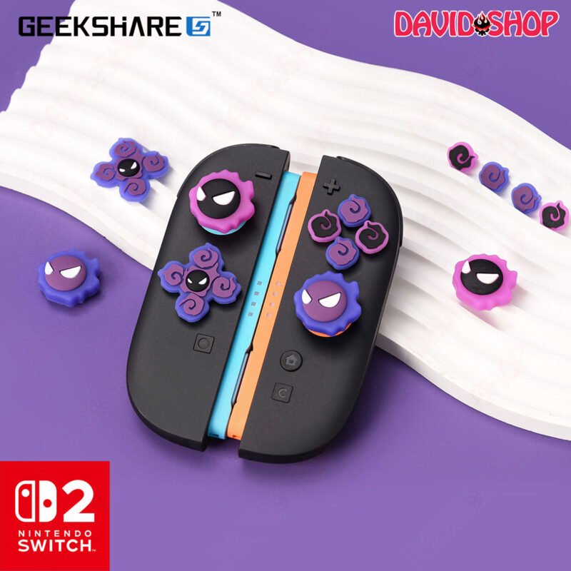 Nút dán D-PAD + núm bọc analog (GeekShare) chủ đề Gengar (Pokémon) cho Joy-Con - Nintendo Switch 2