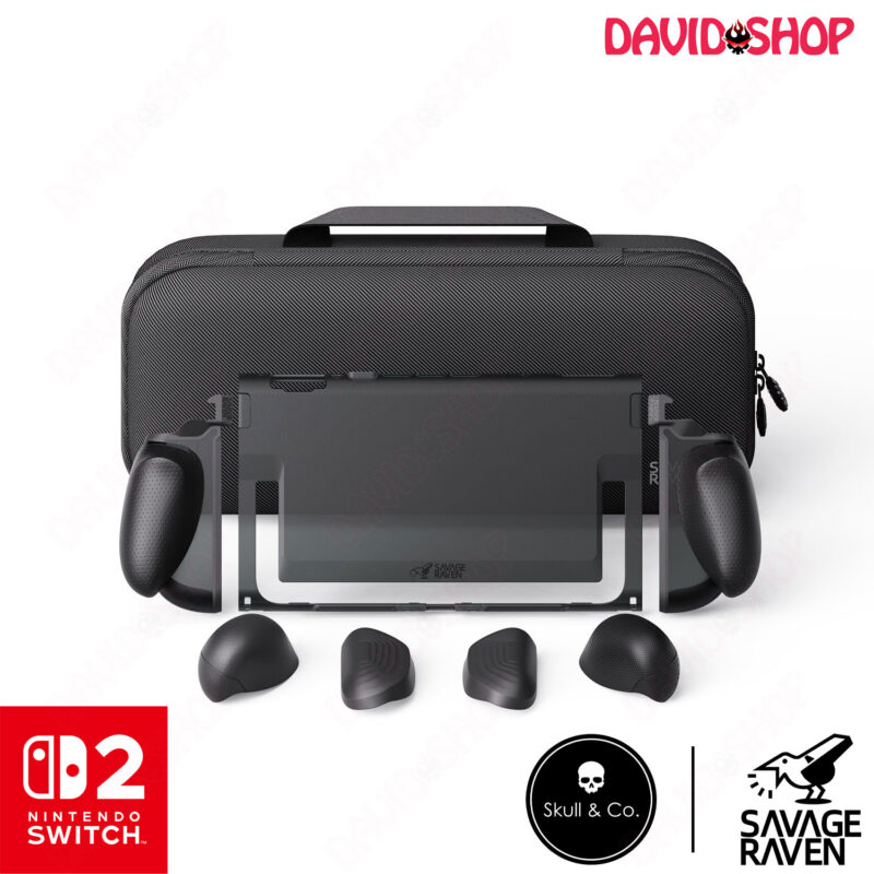 BUNDLE: Ốp lưng FissionGrip + Túi Maxcarry Case Savage Raven (Skull & Co.) bản BLACK - Nintendo Switch 2