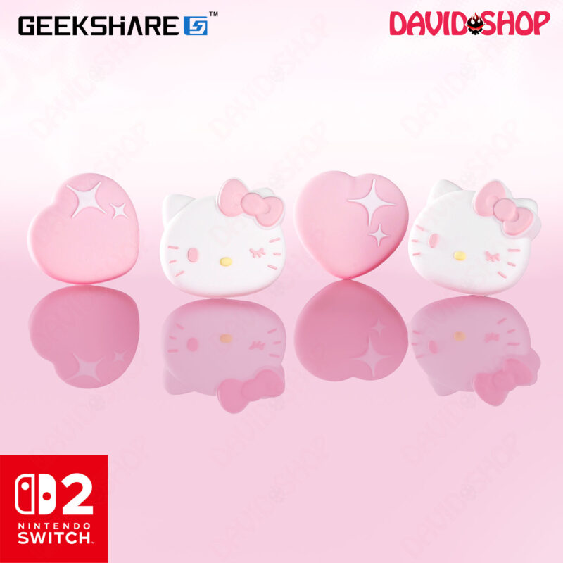 Núm bọc analog (GeekShare) Hello Kitty Sparkling Silver Heart cho Joy-Con - Nintendo Switch 2