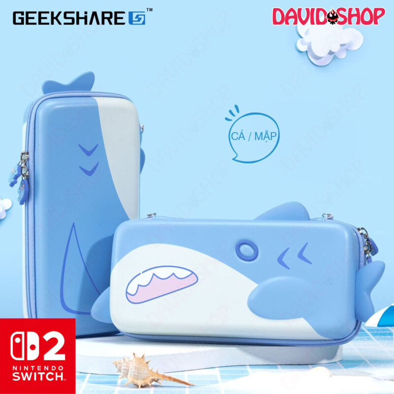 Túi bảo vệ máy Tiệc Cá Mập (Shark Party) kèm dây đeo tay chính hãng GeekShare - Nintendo Switch 2