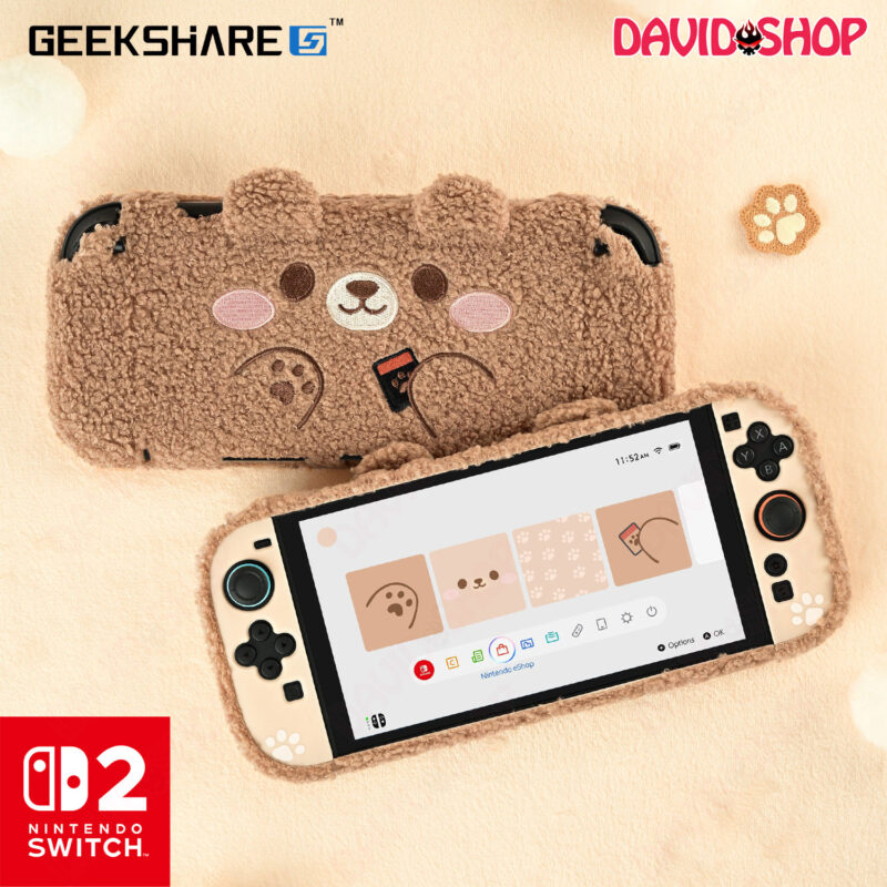 Ốp lưng & Bọc case Joy-Con chính hãng GeekShare Gấu Nâu Lông Mềm - Nintendo Switch 2