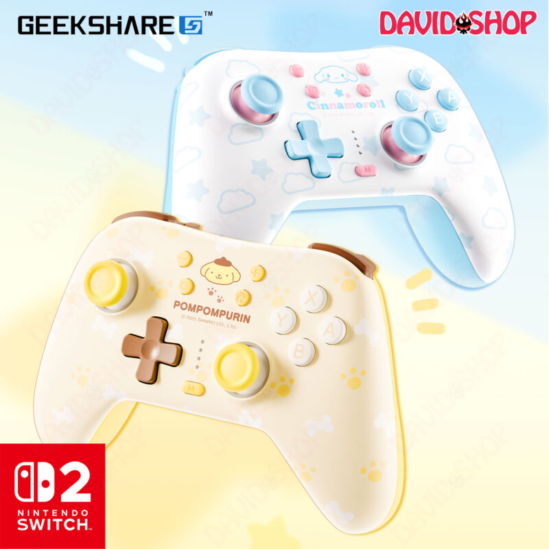 Tay cầm chơi game Cinnamoroll & Pom Pom Purin (GeekShare x Sanrio) - Nintendo Switch 2 / 1, PC, Android, iOS...