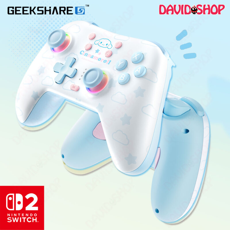 Tay cầm chơi game Cinnamoroll (GeekShare x Sanrio) - Nintendo Switch 2 / 1, PC, Android, iOS...