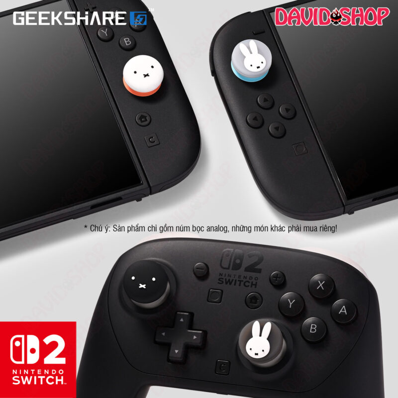 Núm bọc analog (GeekShare x Mercis BV) Hello Miffy Trắng Đen cho Joy-Con, Pro Controller 2 - Nintendo Switch 2