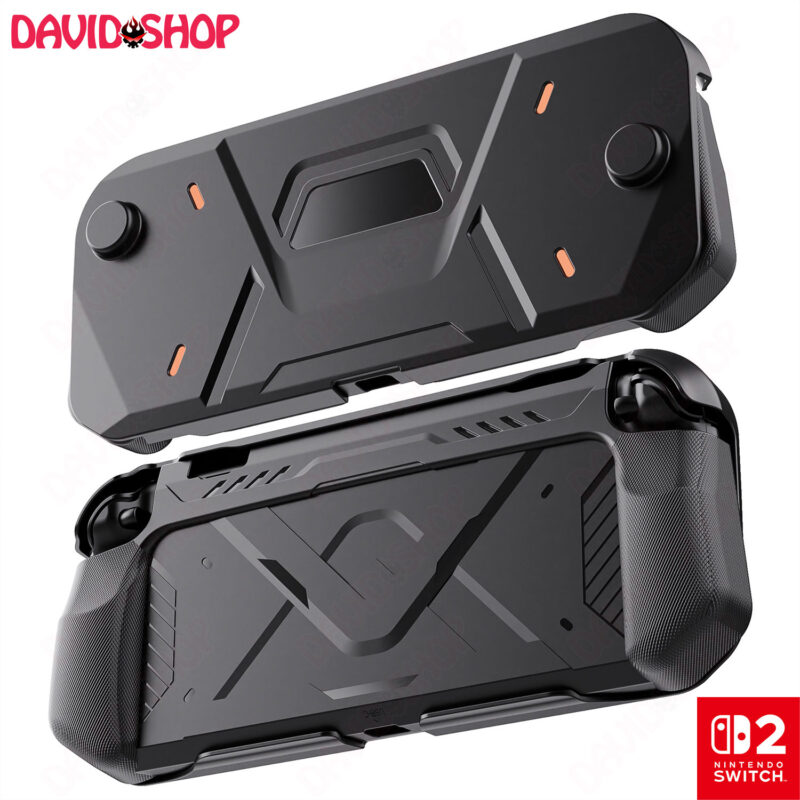 Ốp lưng TPU & Nắp mặt trước Mecha-Style thiết kế công thái học – Nintendo Switch 2 - BLACK