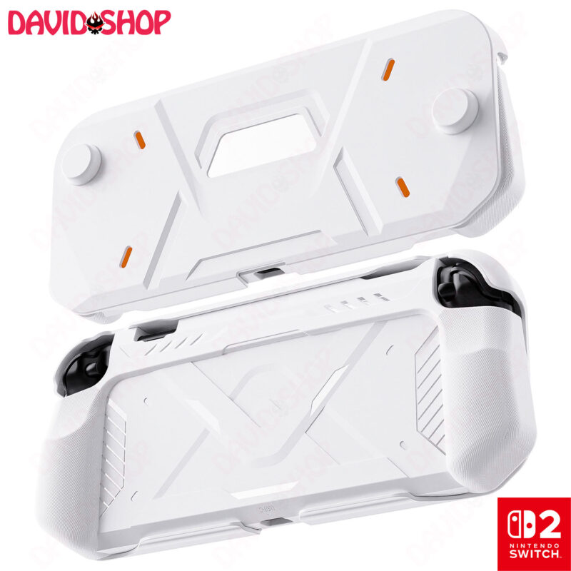 Ốp lưng TPU & Nắp mặt trước Mecha-Style thiết kế công thái học – Nintendo Switch 2 - WHITE