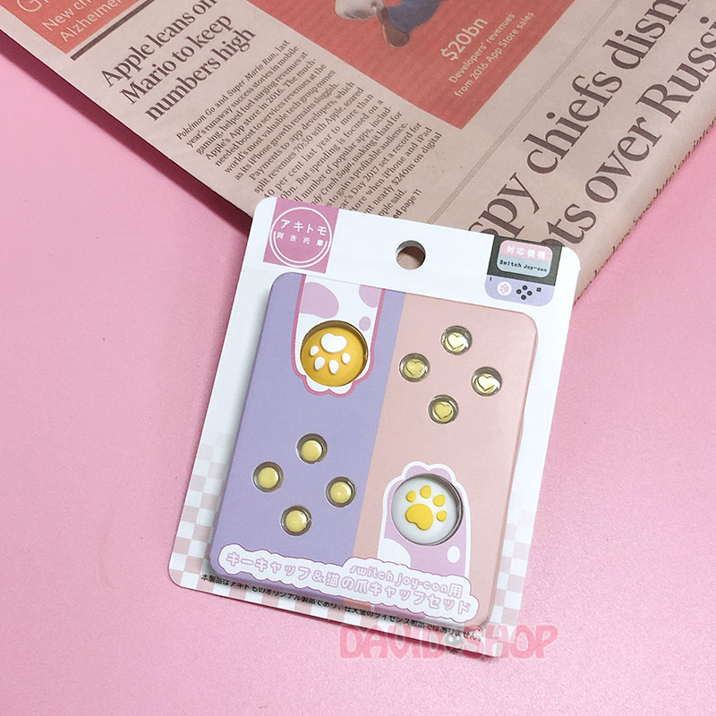 Nút trong suốt hình chìm trái tim cao cấp Akitomo cho tay cầm Joy-Con – Nintendo Switch OLED, V1, V2 - TIM VÀNG