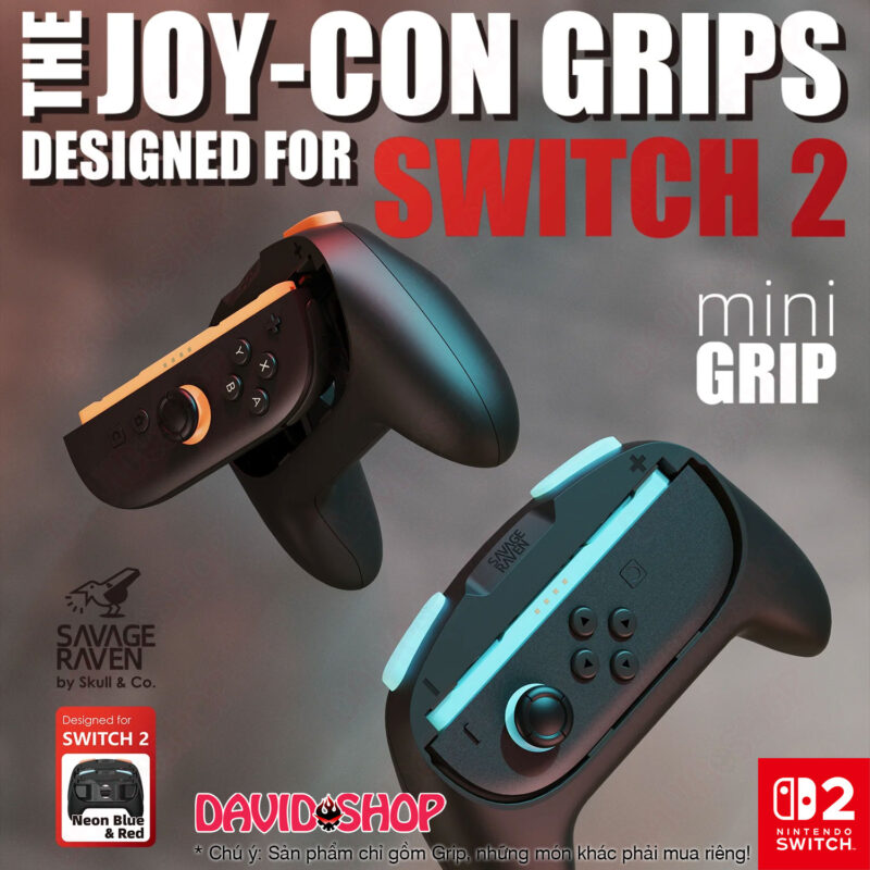 MiniGrip: Bộ grip công thái học dùng cho Joy-Con 2 của Savage Raven (Skull & Co.) - Nintendo Switch 2