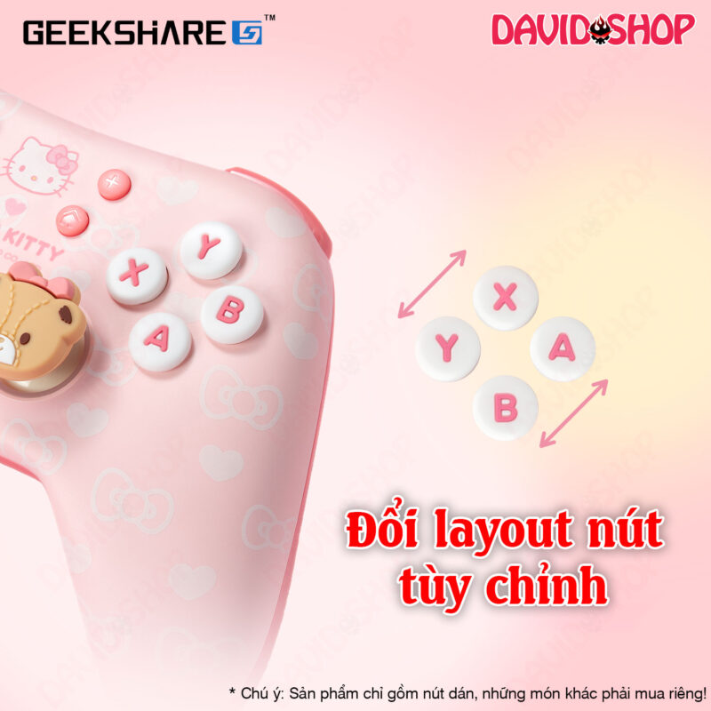 Nút dán tay cầm chơi game GeekShare x Sanrio dùng bảo vệ và thay đổi layout nút bấm tùy ý