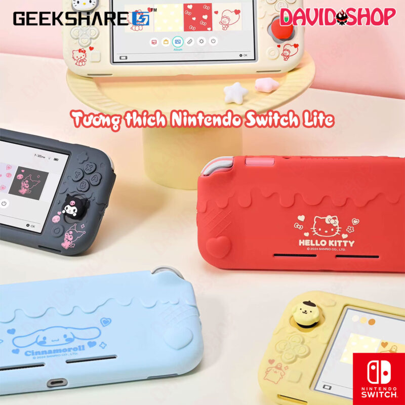 Ốp bọc silicone toàn thân Sanrio x GeekShare (Hello Kitty, Kuromi, Cinnamoroll, Pom Pom Purin) - Nintendo Switch Lite