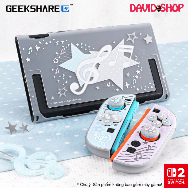 Ốp lưng & Nút dán + núm bọc analog chủ đề Những Nốt Nhạc Xinh chính hãng GeekShare - Nintendo Switch 2