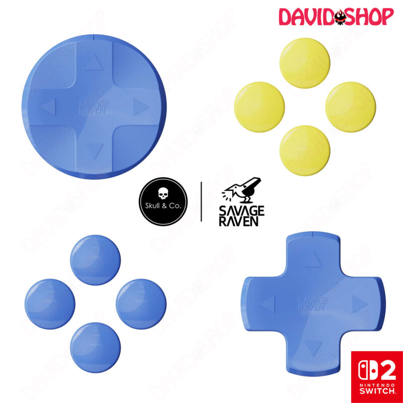 Nút dán D-PAD Savage Raven (Skull & Co.) cho Joy-Con – Nintendo Switch 2 - BLUE+LIGHT YELLOW