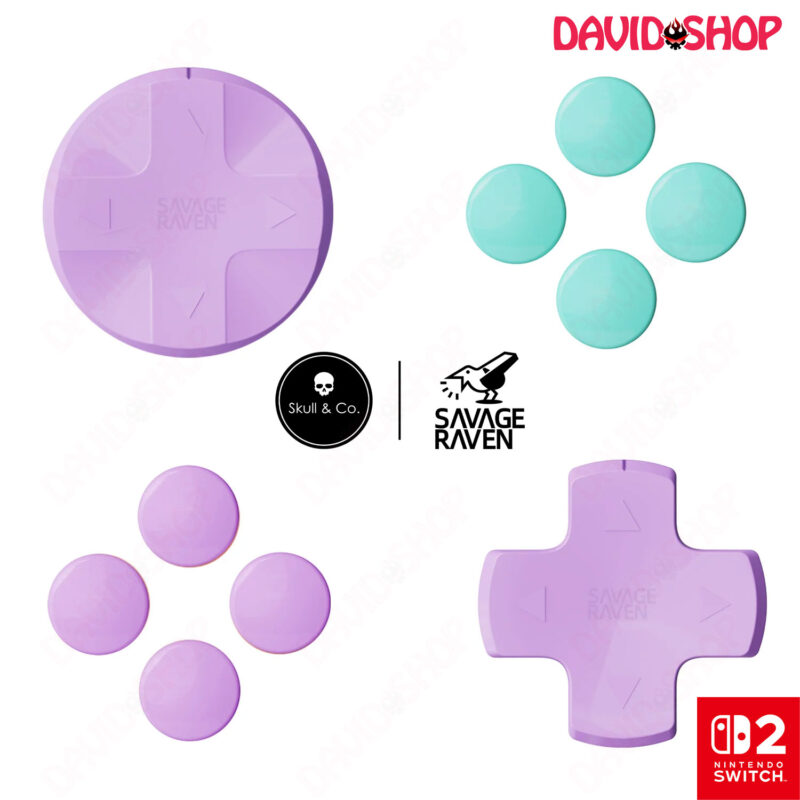 Nút dán D-PAD Savage Raven (Skull & Co.) cho Joy-Con – Nintendo Switch 2 - LIGHT PURPLE+LIGHT GREEN